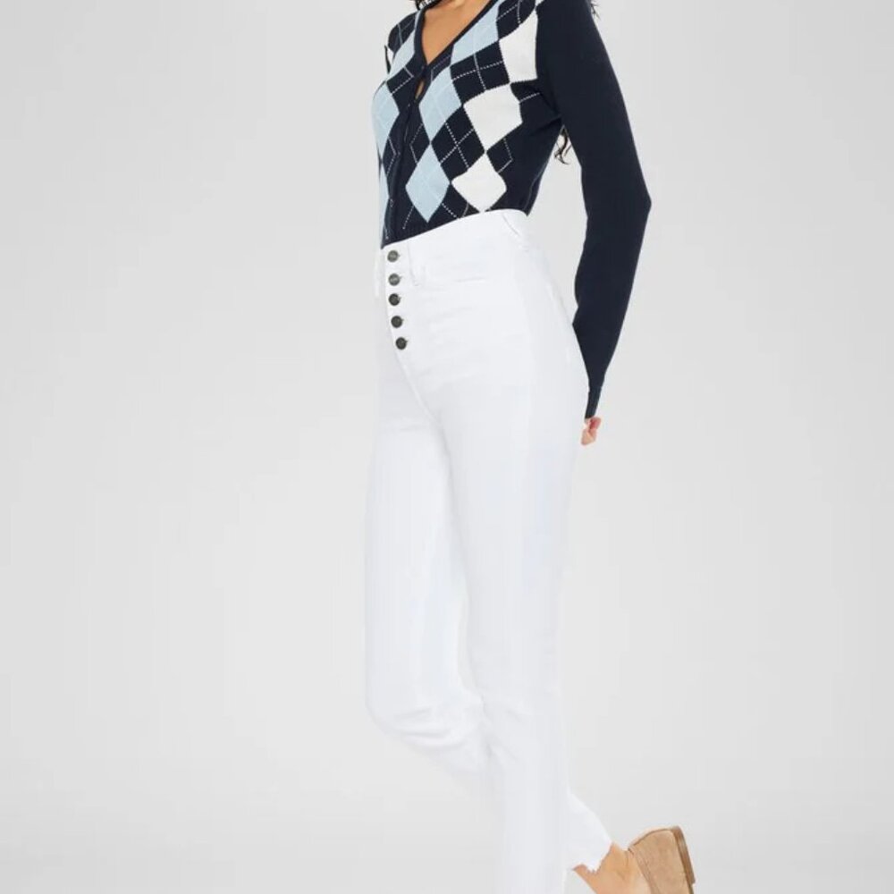 KanCan 5 button high rise skinny jean in White  New with Tags. Size 11